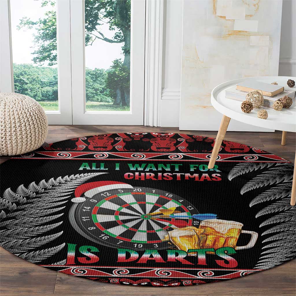 All I Want For Christmas Is Darts New Zealand Round Carpet