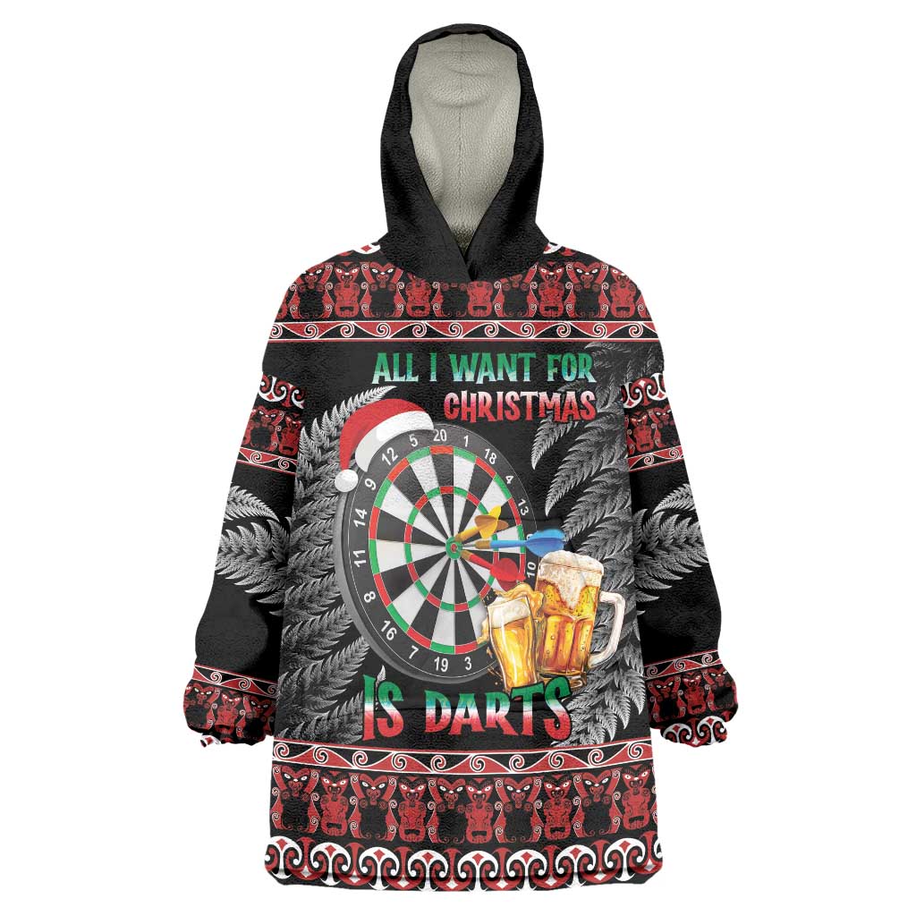 All I Want For Christmas Is Darts New Zealand Wearable Blanket Hoodie