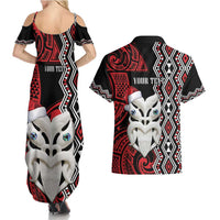 Personalised New Zealand Christmas Couples Matching Summer Maxi Dress and Hawaiian Shirt Meri Kirihimete Maori Wheku - Taniko Art