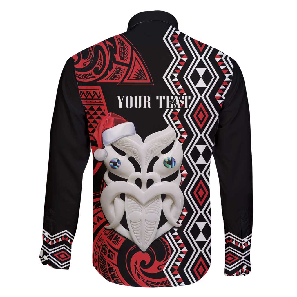 Personalised New Zealand Christmas Family Matching Long Sleeve Bodycon Dress and Hawaiian Shirt Meri Kirihimete Maori Wheku - Taniko Art LT14 - Polynesian Pride