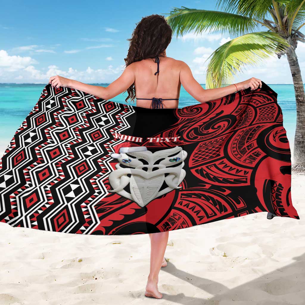 Personalised New Zealand Christmas Sarong Meri Kirihimete Maori Wheku - Taniko Art