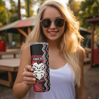 Personalised New Zealand Christmas Skinny Tumbler Meri Kirihimete Maori Wheku - Taniko Art LT14 - Polynesian Pride