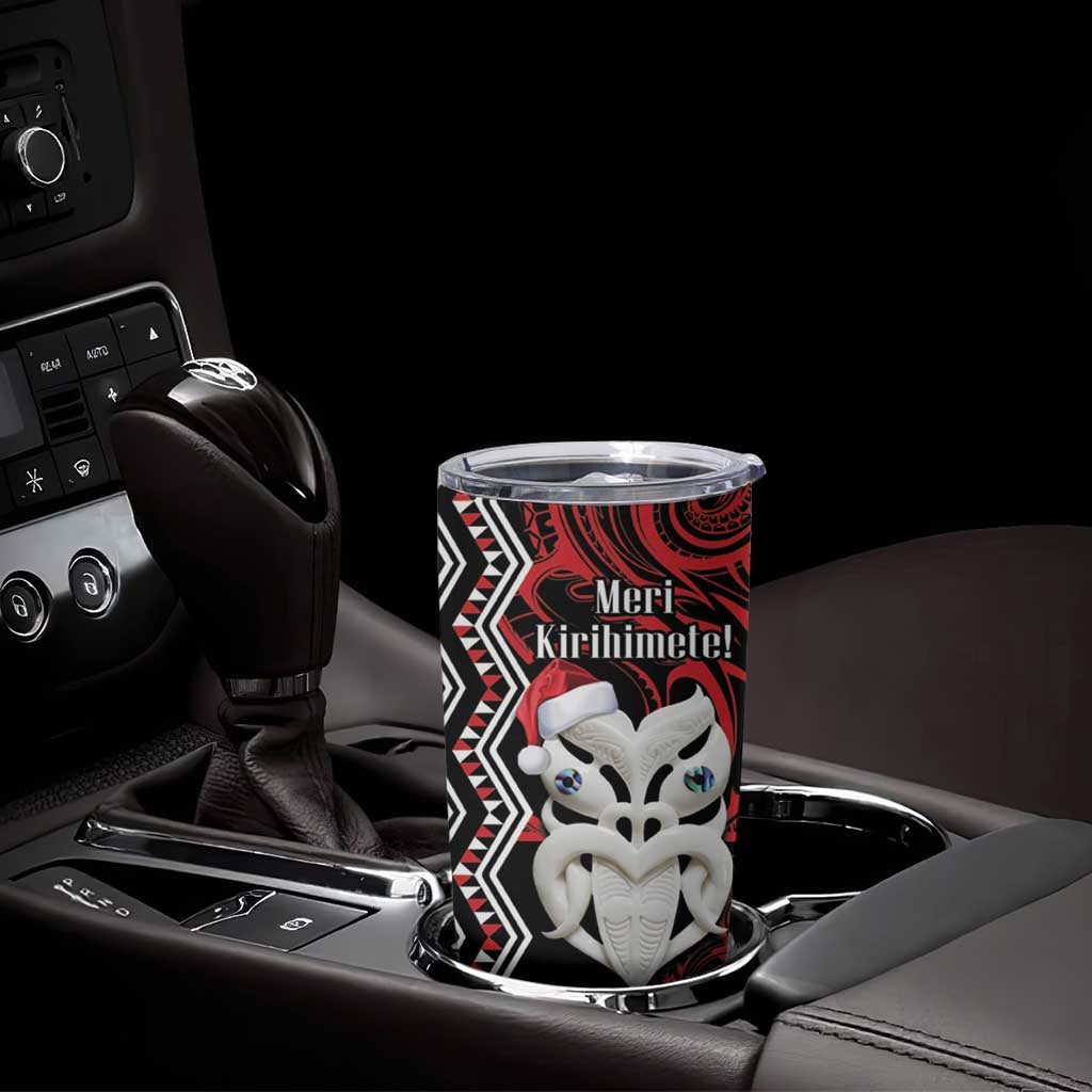 Personalised New Zealand Christmas Tumbler Cup Meri Kirihimete Maori Wheku - Taniko Art