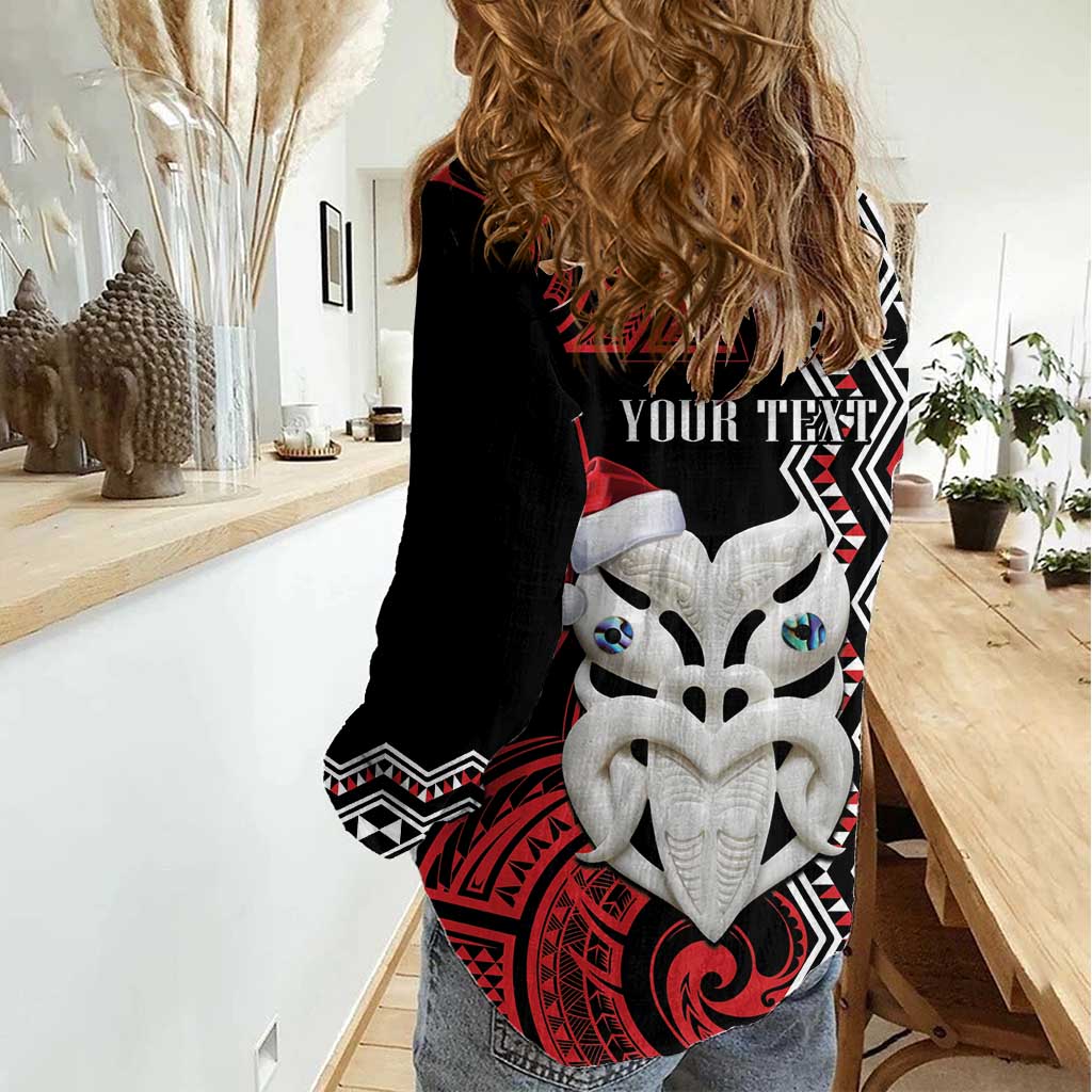 Personalised New Zealand Christmas Women Casual Shirt Meri Kirihimete Maori Wheku - Taniko Art