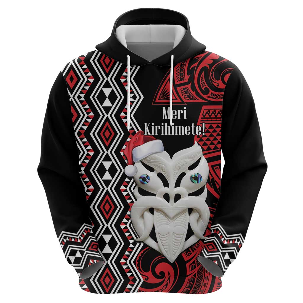 Personalised New Zealand Christmas Zip Hoodie Meri Kirihimete Maori Wheku - Taniko Art LT14 - Polynesian Pride