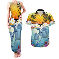 Aloha Hawaii Dolphins Couples Matching Tank Maxi Dress and Hawaiian Shirt Heart Of The Ocean Tropical Summer Vibes LT14 Blue - Polynesian Pride