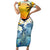 Aloha Hawaii Dolphins Family Matching Short Sleeve Bodycon Dress and Hawaiian Shirt Heart Of The Ocean Tropical Summer Vibes LT14 Mom's Dress Blue - Polynesian Pride