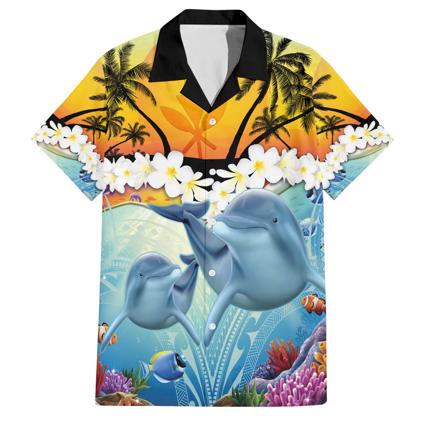 Aloha Hawaii Dolphins Hawaiian Shirt Heart Of The Ocean Tropical Summer Vibes LT14 Blue - Polynesian Pride