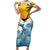 Aloha Hawaii Dolphins Short Sleeve Bodycon Dress Heart Of The Ocean Tropical Summer Vibes LT14 Long Dress Blue - Polynesian Pride