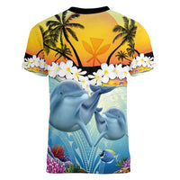 Aloha Hawaii Dolphins Women V Neck T Shirt Heart Of The Ocean Tropical Summer Vibes LT14 - Polynesian Pride