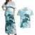 Polynesia Dolphins Couples Matching Off Shoulder Maxi Dress and Hawaiian Shirt Valentine Day Floral Polynesian - Vintage Dark Cyan LT14 Dark Cyan - Polynesian Pride