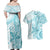 Polynesia Dolphins Couples Matching Off Shoulder Maxi Dress and Hawaiian Shirt Valentine Day Floral Polynesian - Vintage Dark Cyan LT14 - Polynesian Pride