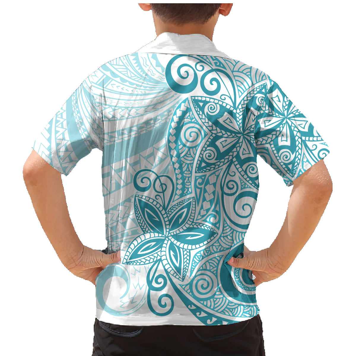 Polynesia Dolphins Family Matching Mermaid Dress and Hawaiian Shirt Valentine Day Floral Polynesian - Vintage Dark Cyan LT14 - Polynesian Pride