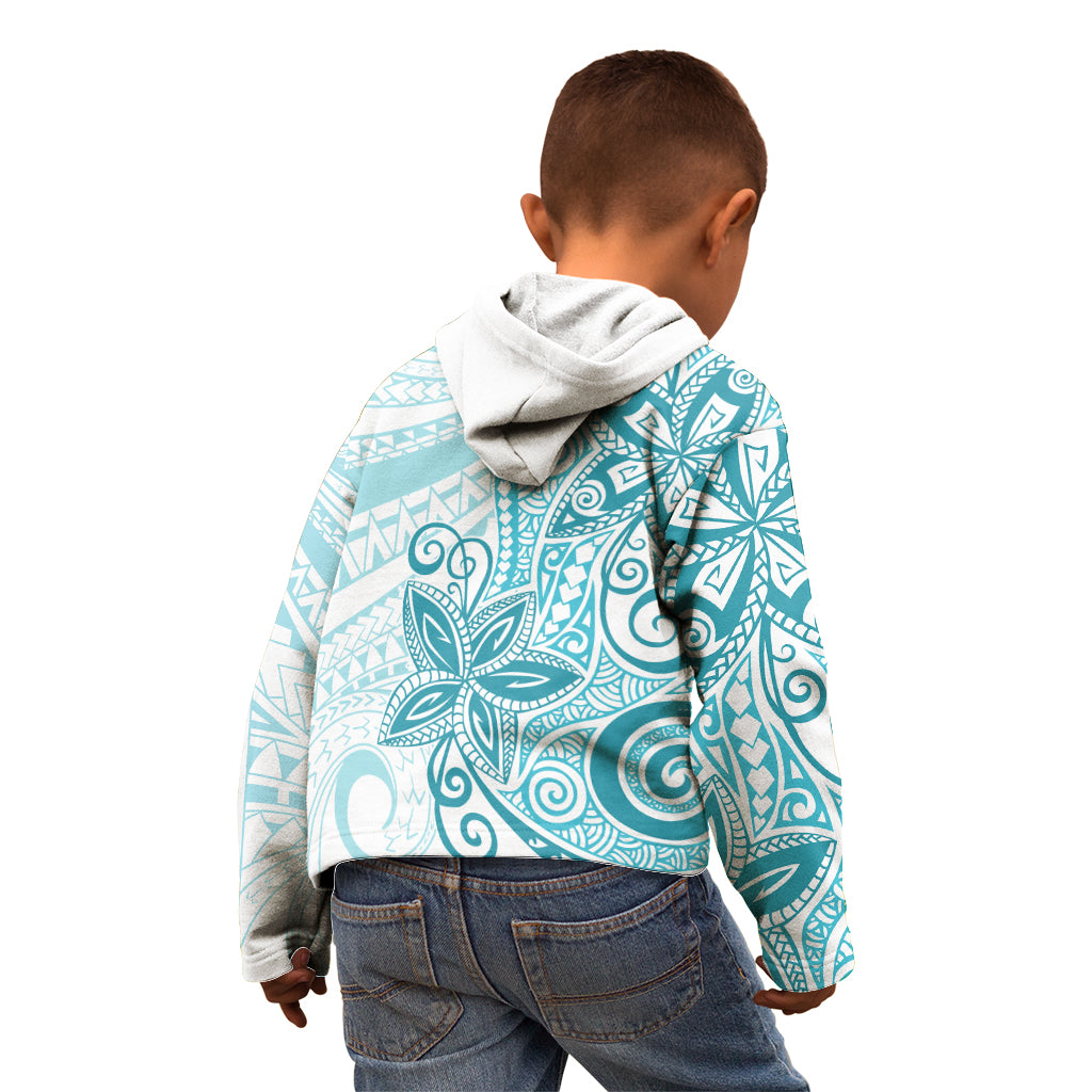 Polynesia Dolphins Kid Hoodie Valentine Day Floral Polynesian - Vintage Dark Cyan LT14 - Polynesian Pride