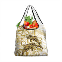 Polynesia Dolphins Grocery Bag Valentine Day Floral Polynesian - Vintage Brown