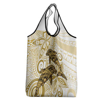 Polynesia Dolphins Grocery Bag Valentine Day Floral Polynesian - Vintage Brown