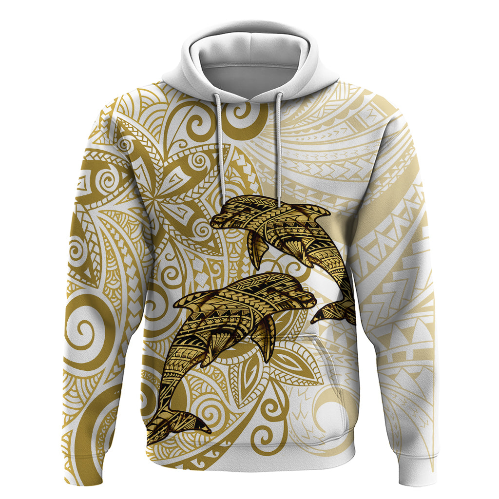 Polynesia Dolphins Hoodie Valentine Day Floral Polynesian - Vintage Brown LT14 Pullover Hoodie Brown - Polynesian Pride