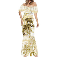Polynesia Dolphins Mermaid Dress Valentine Day Floral Polynesian - Vintage Brown LT14 - Polynesian Pride
