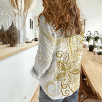 Polynesia Dolphins Women Casual Shirt Valentine Day Floral Polynesian - Vintage Brown LT14 - Polynesian Pride