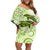 Polynesia Dolphins Off Shoulder Short Dress Valentine Day Floral Polynesian - Vintage Lime Green LT14 Women Lime Green - Polynesian Pride