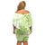 Polynesia Dolphins Off Shoulder Short Dress Valentine Day Floral Polynesian - Vintage Lime Green LT14 - Polynesian Pride