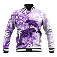 Polynesia Dolphins Baseball Jacket Valentine Day Floral Polynesian - Vintage Purple LT14 Unisex Purple - Polynesian Pride