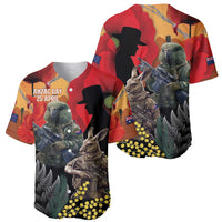 New Zealand and Australia ANZAC Day Baseball Jersey Sliver Fern Kakapo With Golden Wattle Kangaroo LT14 - Polynesian Pride