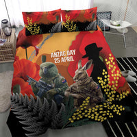 New Zealand and Australia ANZAC Day Bedding Set Sliver Fern Kakapo With Golden Wattle Kangaroo LT14 - Polynesian Pride
