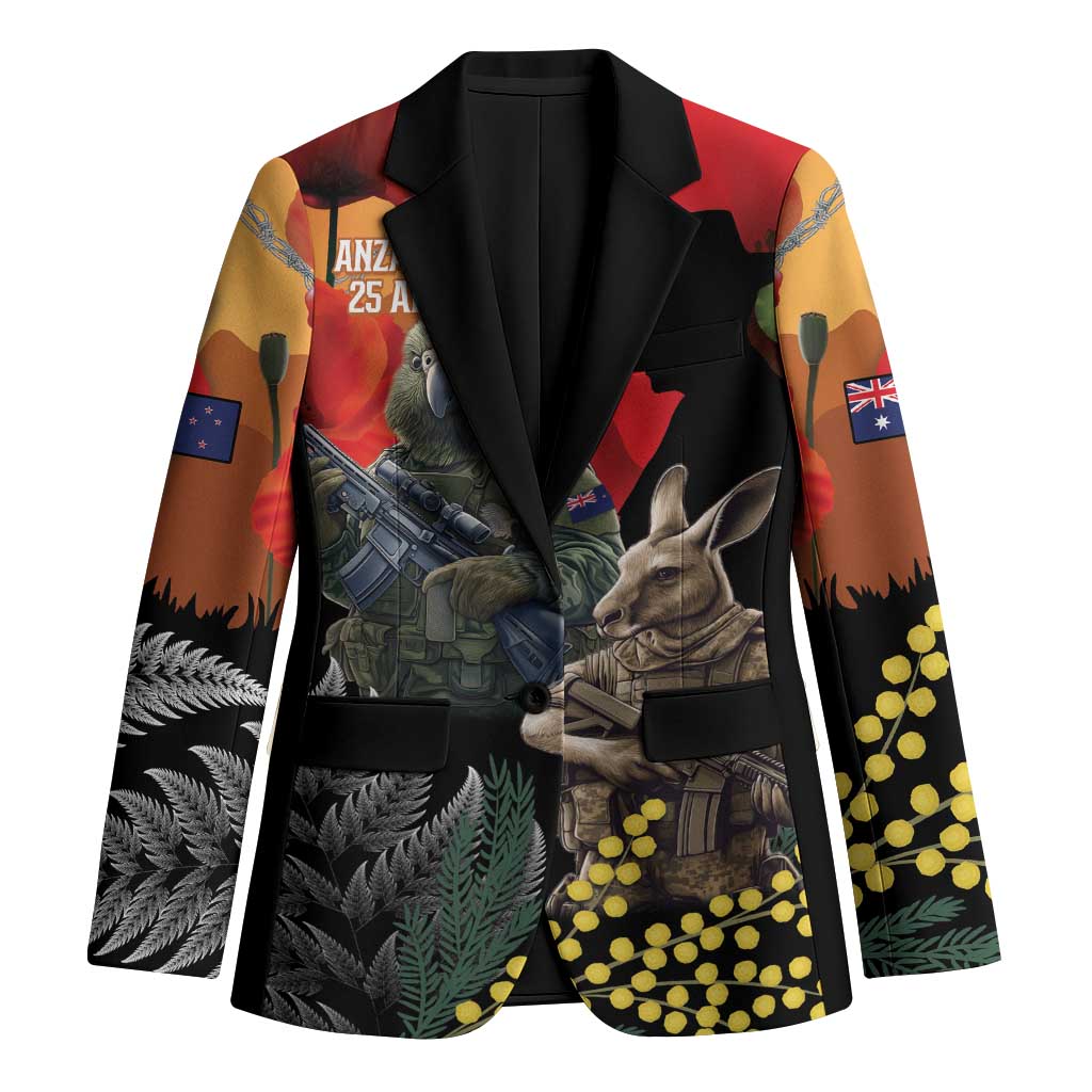 New Zealand and Australia ANZAC Day Blazer Sliver Fern Kakapo With Golden Wattle Kangaroo - Polynesian Pride