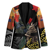 New Zealand and Australia ANZAC Day Blazer Sliver Fern Kakapo With Golden Wattle Kangaroo - Polynesian Pride