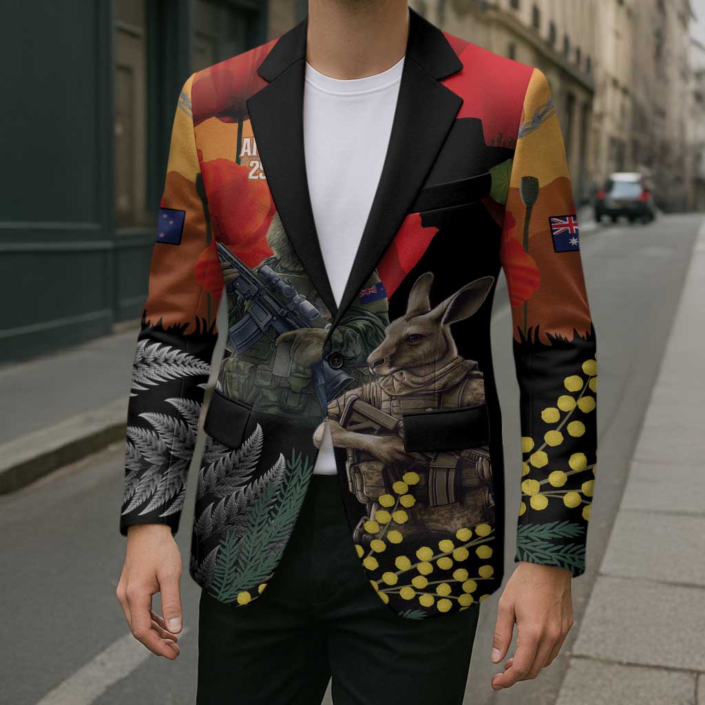 New Zealand and Australia ANZAC Day Blazer Sliver Fern Kakapo With Golden Wattle Kangaroo - Polynesian Pride