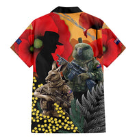 New Zealand and Australia ANZAC Day Family Matching Mermaid Dress and Hawaiian Shirt Sliver Fern Kakapo With Golden Wattle Kangaroo