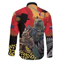 New Zealand and Australia ANZAC Day Family Matching Short Sleeve Bodycon Dress and Hawaiian Shirt Sliver Fern Kakapo With Golden Wattle Kangaroo LT14 - Polynesian Pride