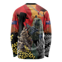 New Zealand and Australia ANZAC Day Long Sleeve Shirt Sliver Fern Kakapo With Golden Wattle Kangaroo LT14 - Polynesian Pride