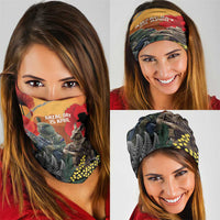 New Zealand and Australia ANZAC Day Neck Gaiter Sliver Fern Kakapo With Golden Wattle Kangaroo - Polynesian Pride