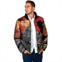 New Zealand and Australia ANZAC Day Padded Jacket Sliver Fern Kakapo With Golden Wattle Kangaroo - Polynesian Pride