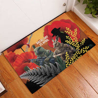 New Zealand and Australia ANZAC Day Rubber Doormat Sliver Fern Kakapo With Golden Wattle Kangaroo LT14 - Polynesian Pride