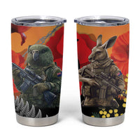 New Zealand and Australia ANZAC Day Tumbler Cup Sliver Fern Kakapo With Golden Wattle Kangaroo