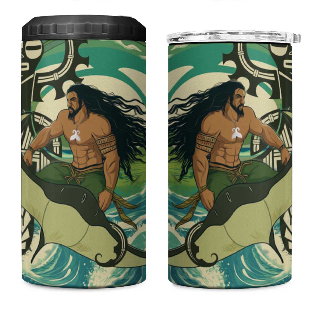 Aotearoa Tangaroa Atua 4 in 1 Can Cooler Tumbler New Zealand God Of The Ocean