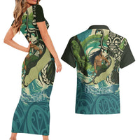 Aotearoa Tangaroa Atua Couples Matching Short Sleeve Bodycon Dress and Hawaiian Shirt New Zealand God Of The Ocean