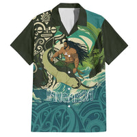 Aotearoa Tangaroa Atua Family Matching Long Sleeve Bodycon Dress and Hawaiian Shirt New Zealand God Of The Ocean LT14 Dad's Shirt - Short Sleeve Cyan - Polynesian Pride