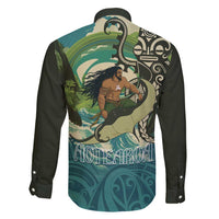 Aotearoa Tangaroa Atua Family Matching Long Sleeve Bodycon Dress and Hawaiian Shirt New Zealand God Of The Ocean LT14 - Polynesian Pride