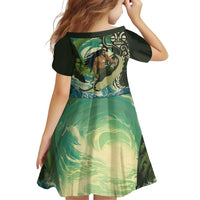 Aotearoa Tangaroa Atua Family Matching Off Shoulder Short Dress and Hawaiian Shirt New Zealand God Of The Ocean LT14 - Polynesian Pride