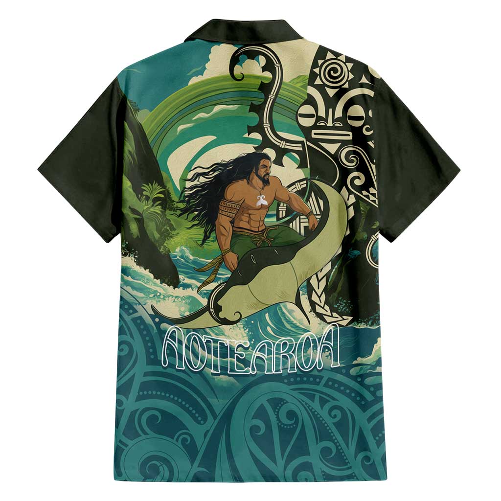 Aotearoa Tangaroa Atua Family Matching Off Shoulder Short Dress and Hawaiian Shirt New Zealand God Of The Ocean LT14 - Polynesian Pride