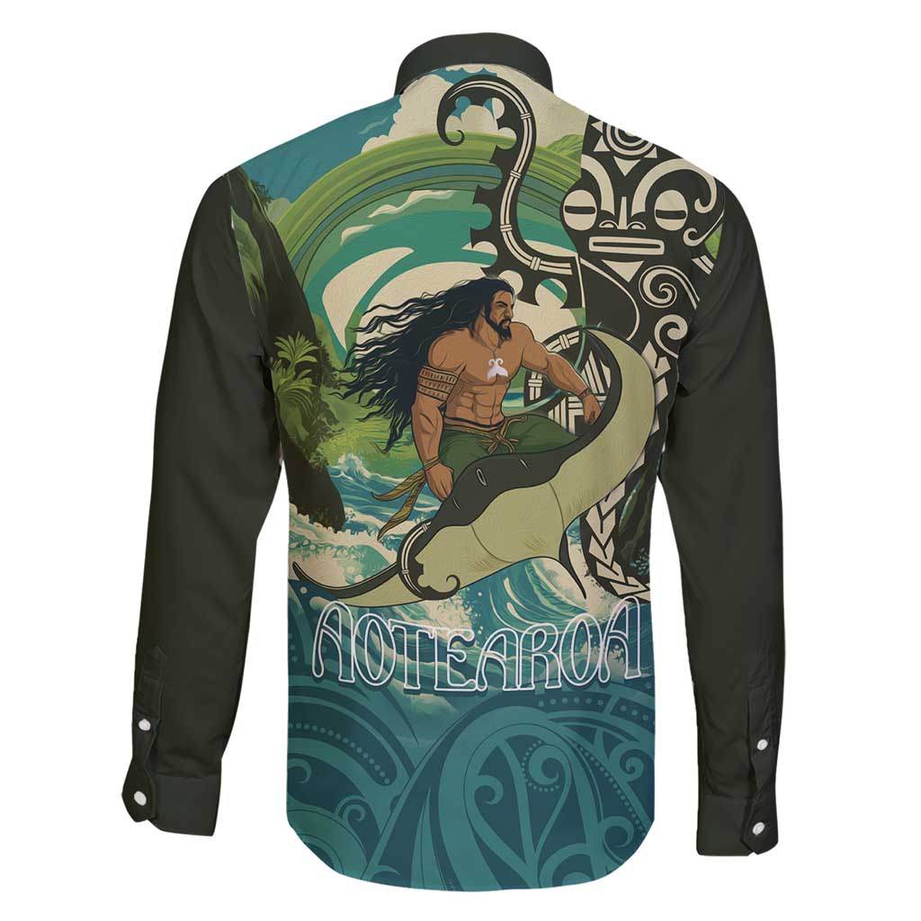 Aotearoa Tangaroa Atua Family Matching Short Sleeve Bodycon Dress and Hawaiian Shirt New Zealand God Of The Ocean LT14 - Polynesian Pride
