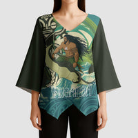 Aotearoa Tangaroa Atua Kimono Sleeve Blouse New Zealand God Of The Ocean - Polynesian Pride