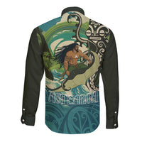 Aotearoa Tangaroa Atua Long Sleeve Button Shirt New Zealand God Of The Ocean