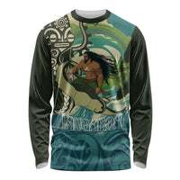 Aotearoa Tangaroa Atua Long Sleeve Shirt New Zealand God Of The Ocean LT14 Unisex Cyan - Polynesian Pride