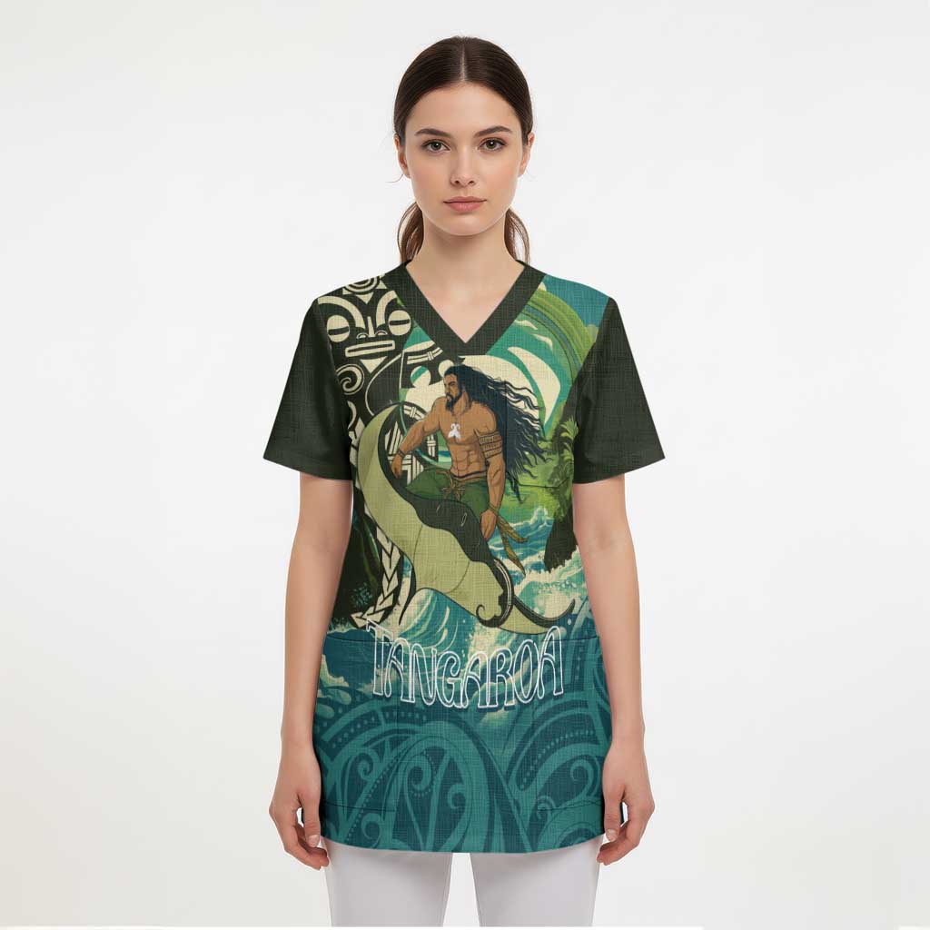 Aotearoa Tangaroa Atua Scrub Top New Zealand God Of The Ocean - Polynesian Pride