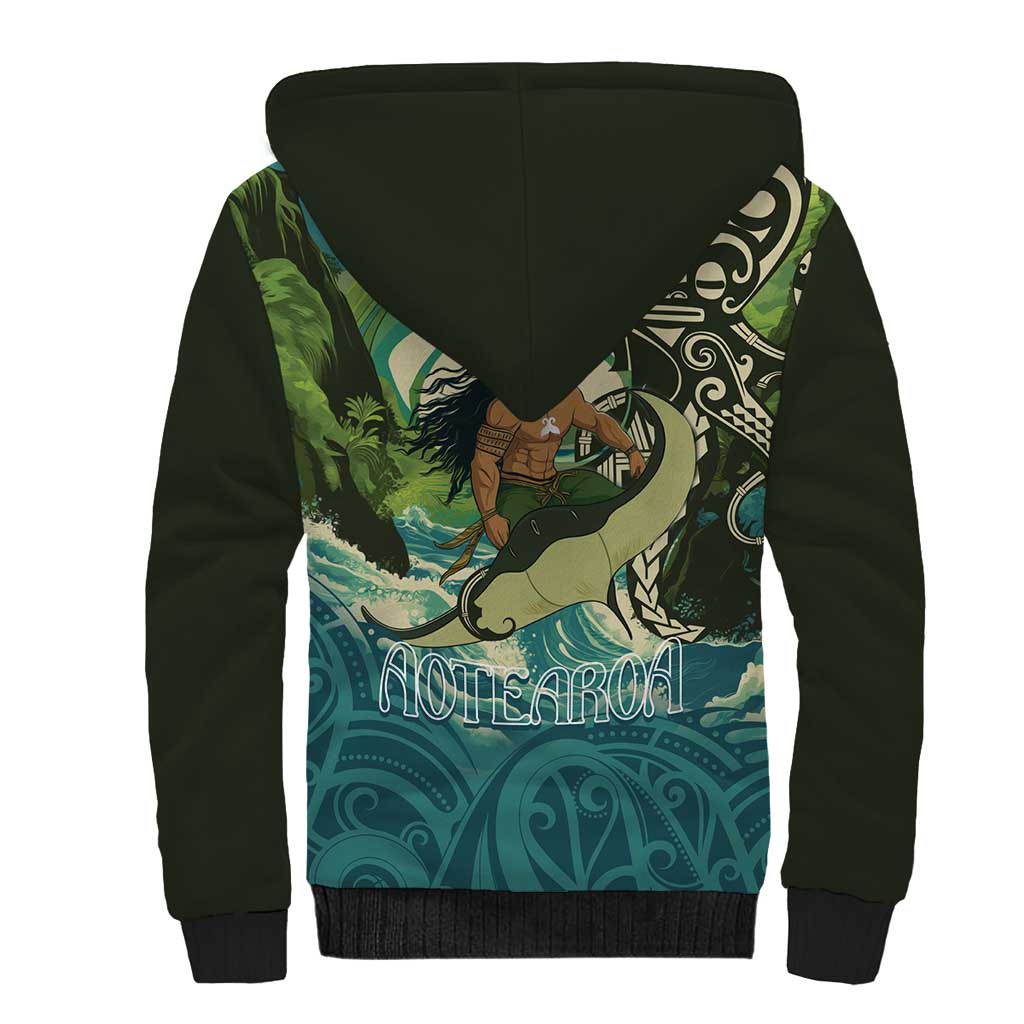 Aotearoa Tangaroa Atua Sherpa Hoodie New Zealand God Of The Ocean